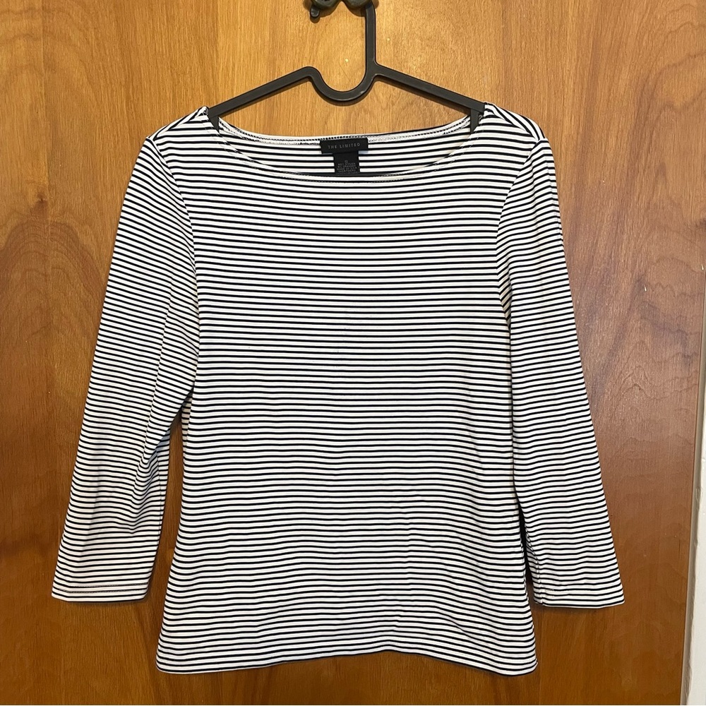 The Limited Black and White Striped Blouse